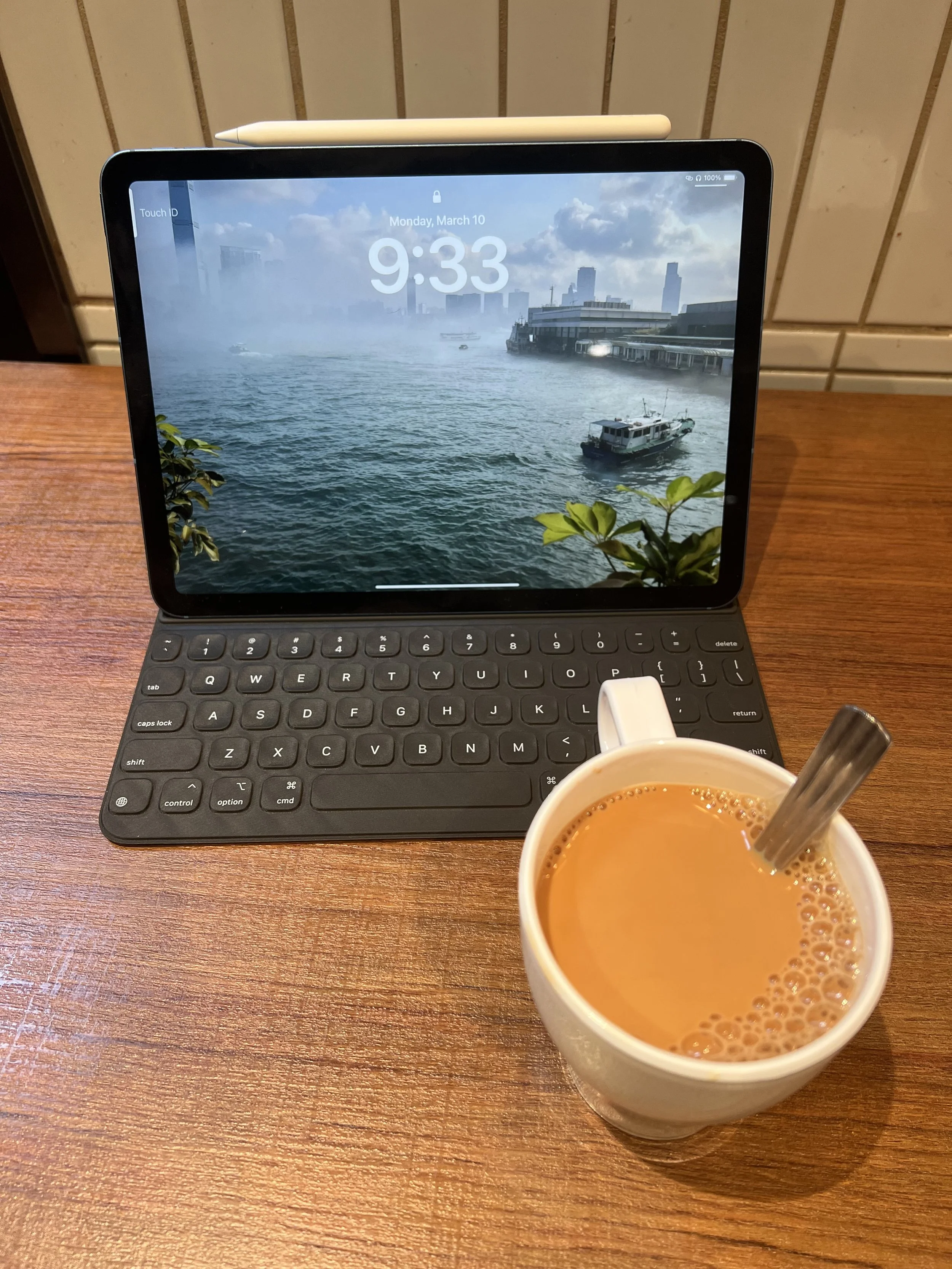 iPad with milk tea